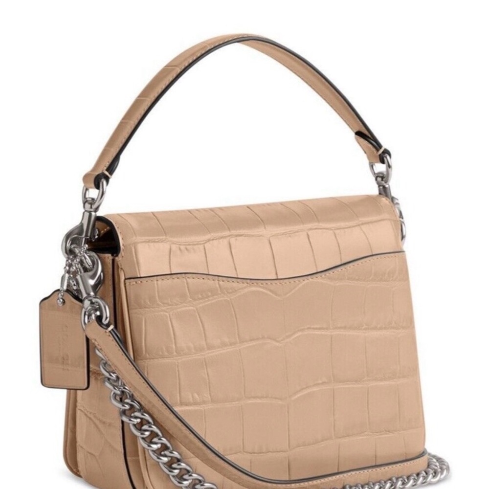 NWT Coach Embossed Croc Leather Cassie 19 bag in beige with cherry charm - Picture 7 of 15
